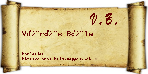 Vörös Béla névjegykártya
