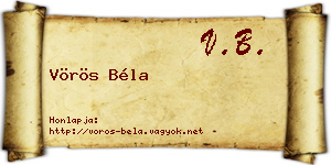 Vörös Béla névjegykártya